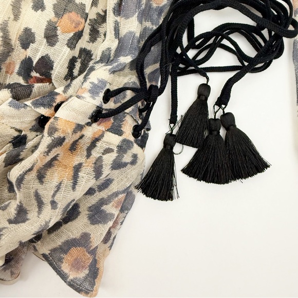 Chloe Leopard Gauze Dress Silk Tassels Animal Print - Picture 8 of 11